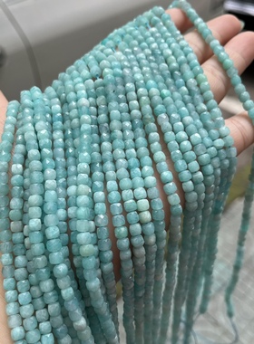 天然4mm方糖切面天河石散珠配珠项链锁骨链Diy手工串珠amazonite