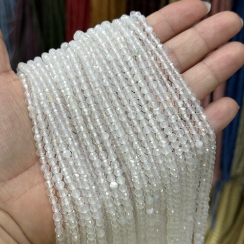2-4mm切面天然石白玛瑙散珠半成品DIY项链手链配珠