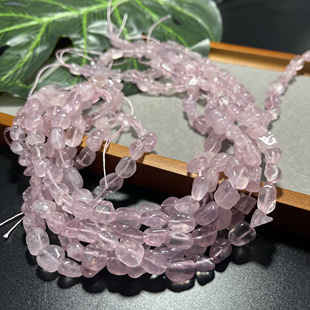天然紫马粉晶散珠不规则碎石约7-10mm半成品DIY项链手链配珠
