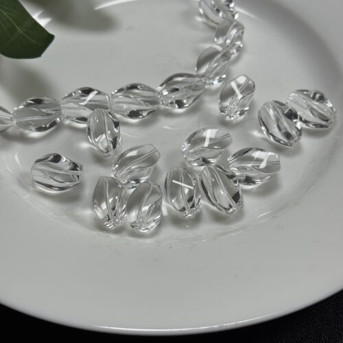 纯天然AA净体约11*15mm白水晶扭扭珠散珠1颗装DIY项链手链配珠