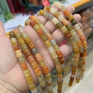 9mm天然石金丝玉竹节管珠散珠半成品一条38厘米长Diy手串饰品配