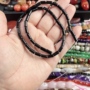 4*8mm黑玛瑙管珠一条38厘米长