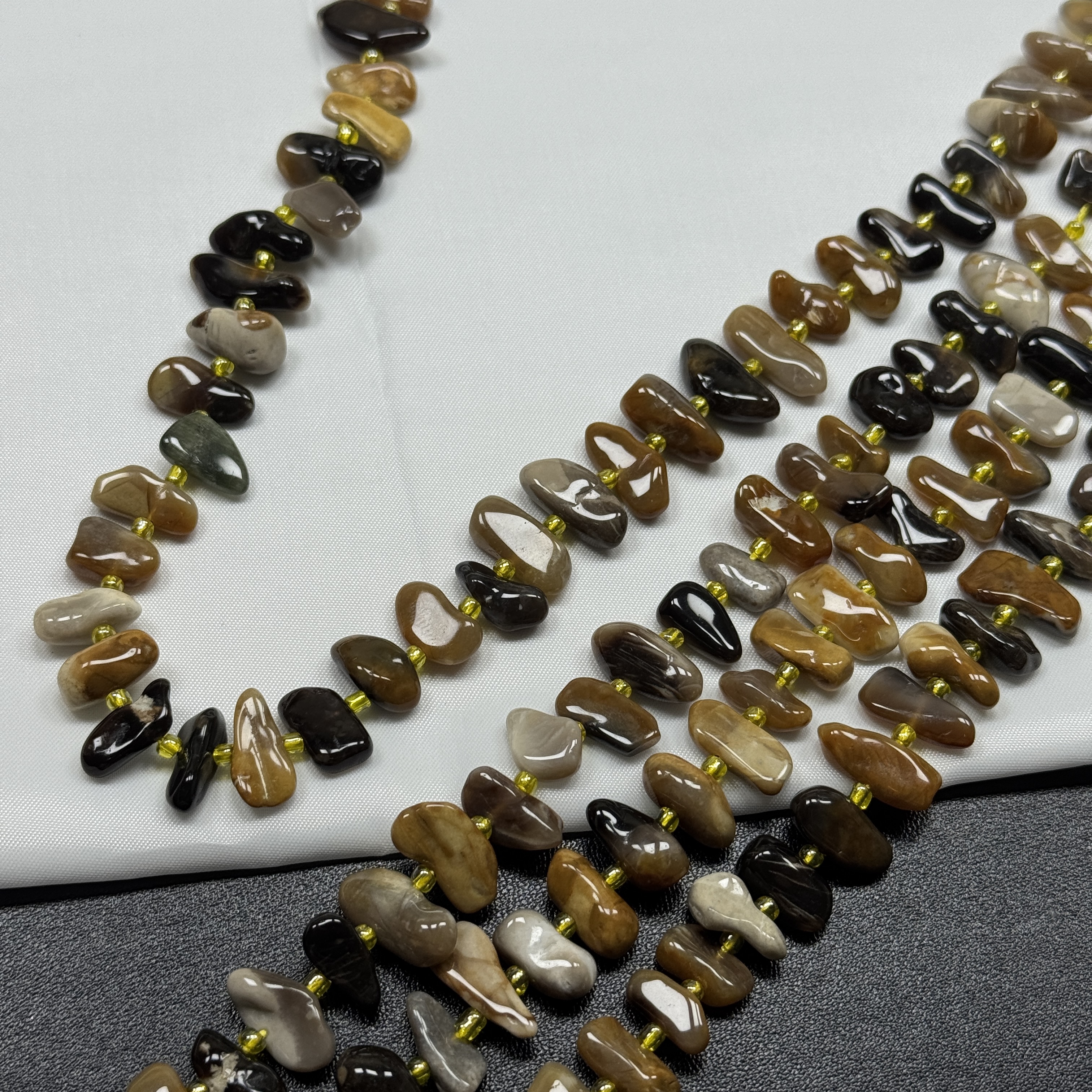 约13mm天然石黑澳宝中孔不规则散珠半成品DIY项链手链配珠38cm