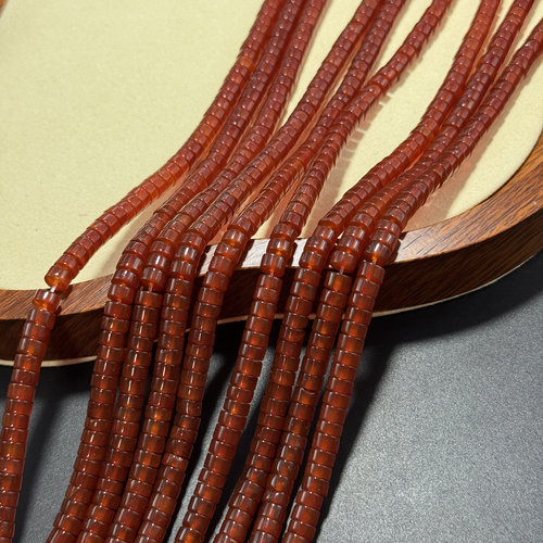 天然6*3mm红润款直切红玛瑙隔片剁珠车轮配珠隔珠散珠Diy手链项链