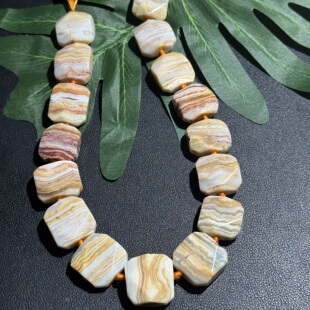 好美 30mm黄波斯玛瑙16颗无优化 天然异形大珠珠约23