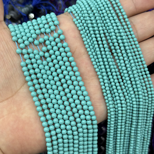 天然石优化加色蓝松石圆珠散珠半成品DIY项链手链配珠串珠配珠