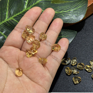 纯天然玻璃体净体暴力黄水晶不规则约9 4mm散珠Diy项链手链配珠