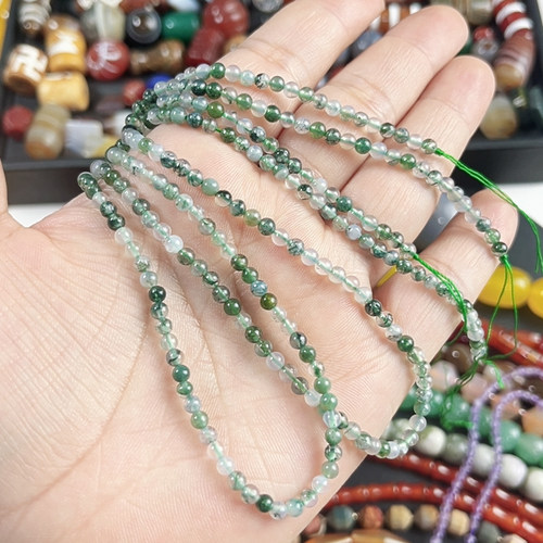 圆珠绿色水草玛瑙天然