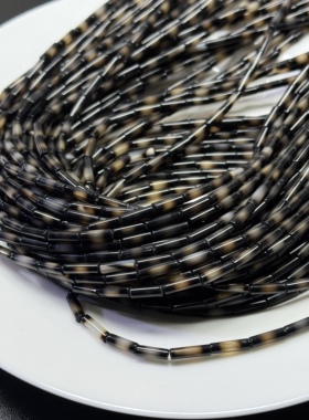 3*10mm天然黑色措思玛瑙管珠散珠半成品Diy项链手链配珠38cm