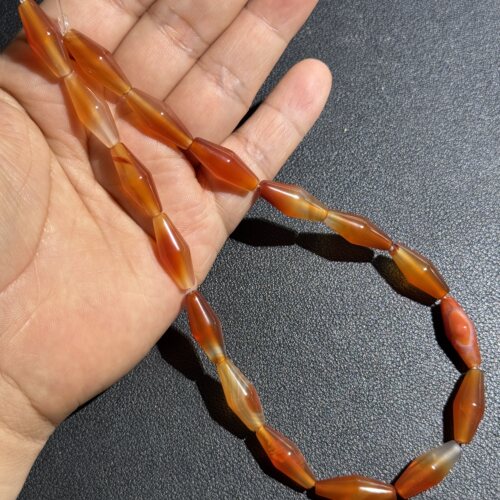 天然红玛瑙八棱珠橘色约8*20mm孤品17颗Diy项链手链配珠