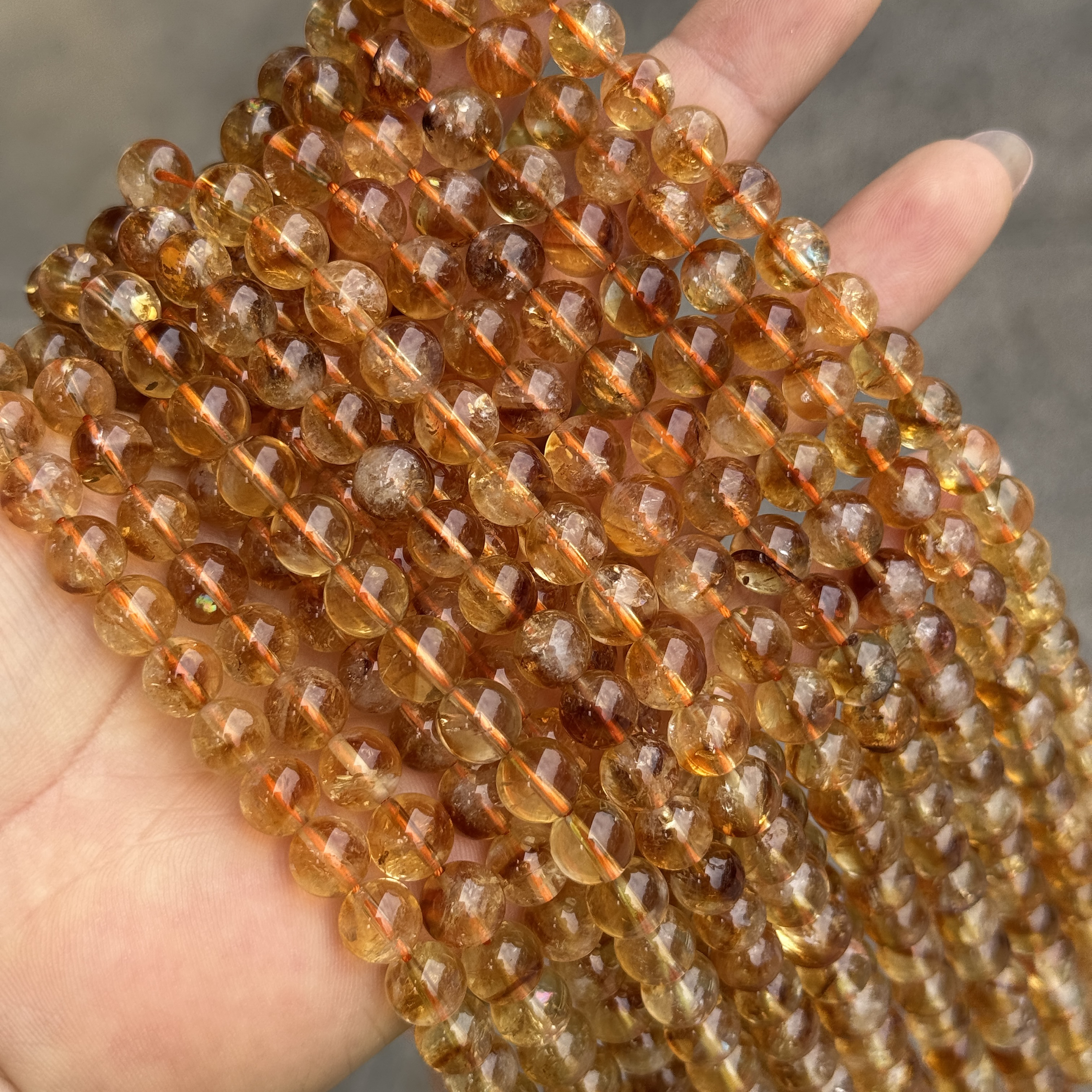 AAA天然黄塔晶水晶圆珠散珠半成品DIY项链手链配珠饰品串珠