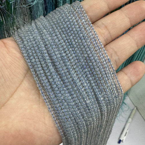 2-5mm天然海蓝宝圆珠散珠半成品锁骨链手链珠diy串珠