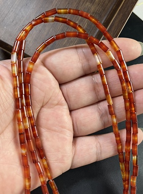渐变老油润玛瑙管珠3*6mm散珠配珠半成品锁骨链手链38厘米长Diy