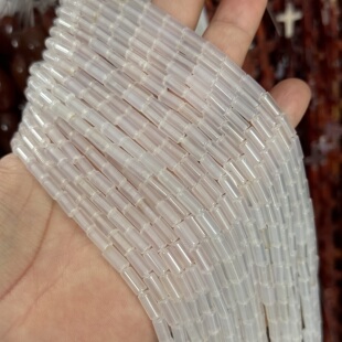 4*8mm天然白玛瑙管珠散珠半成品Diy项链手链配珠批发