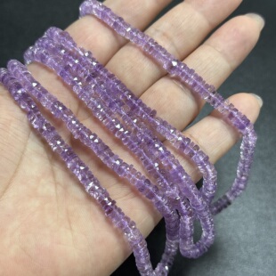 约5*2mm浅紫隔片海西切水晶散珠半成品Diy项链手链配珠40cm
