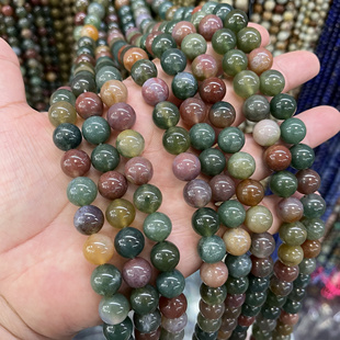 10mm天然七彩玉玛瑙散珠圆珠一条38厘米长Diy手工配珠手链项链