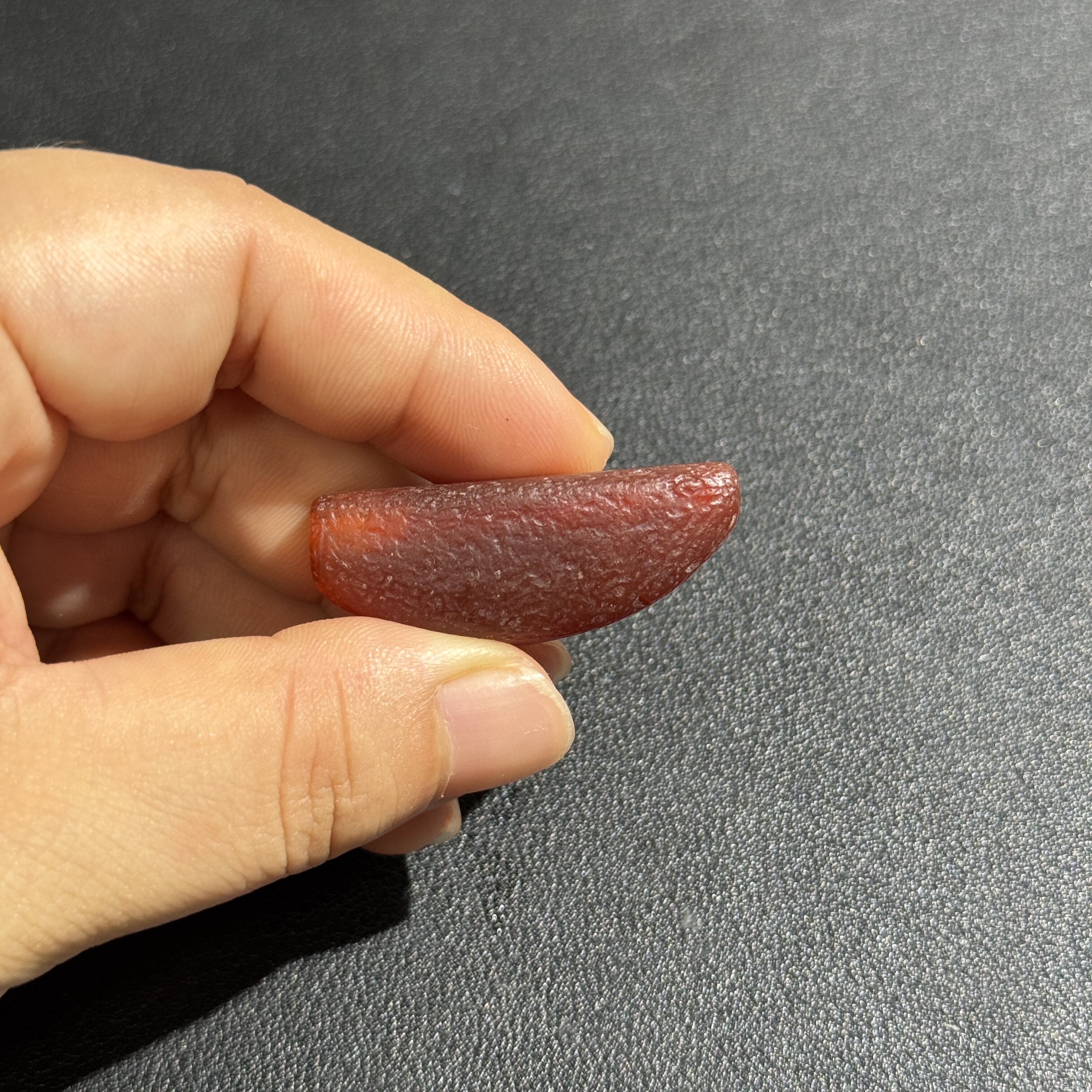 天然橘皮纹牛角哑光红老玛瑙孤品一颗项链吊坠配珠