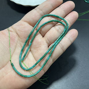 2*4mm优化蓝绿色油润松石管珠散珠半成品Diy项链手链配珠串珠