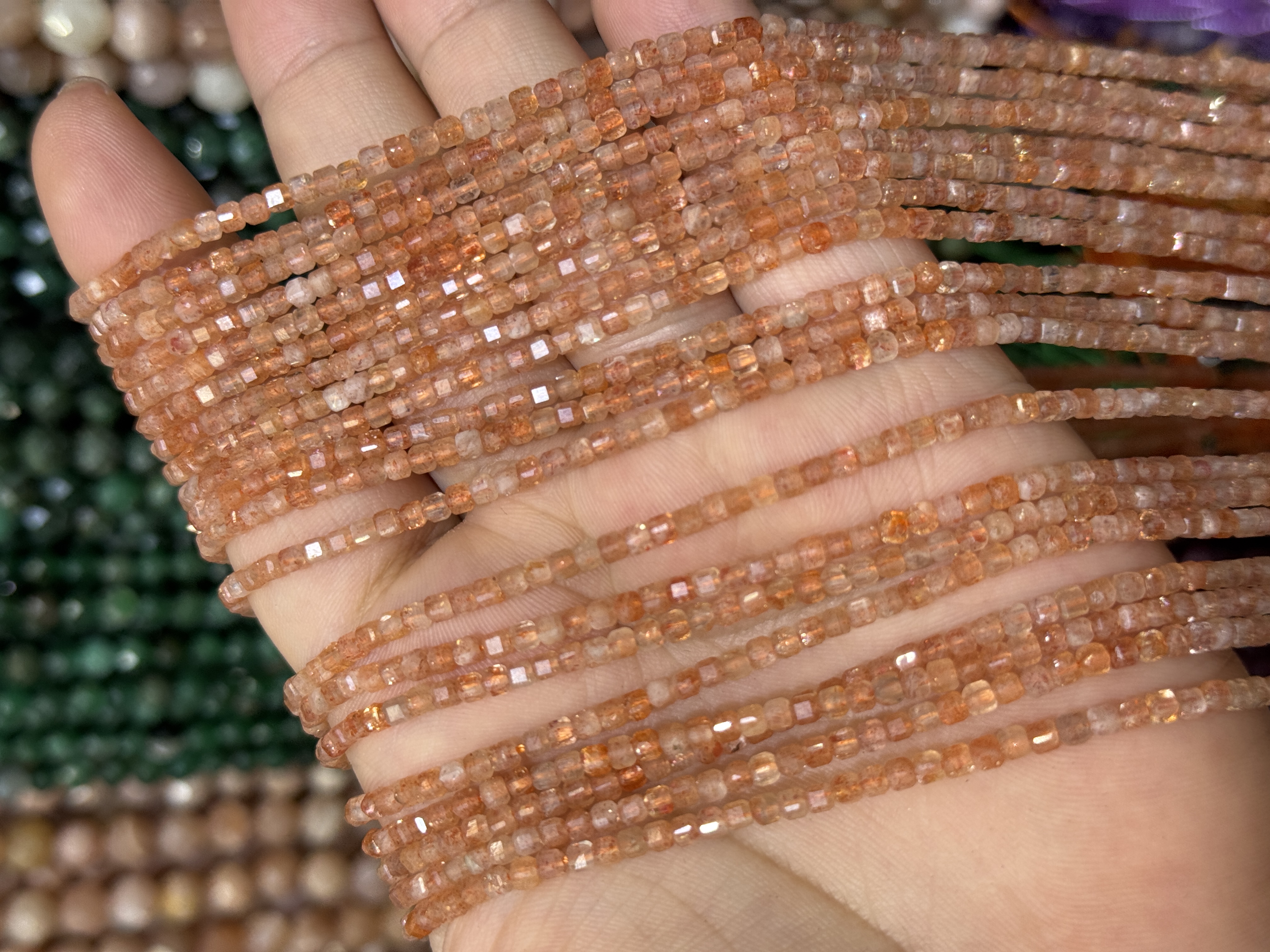 天然2mm金点太阳方糖散珠半成品Diy项链手链配珠饰品配件