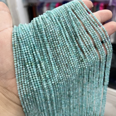 2mm/3mm天然蓝色天河石亚马逊石圆珠散珠配珠锁骨链手链半成品Diy