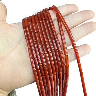 各种规格 4*13毫米天然红玛瑙管珠散珠DIY配珠饰品隔珠项链材料
