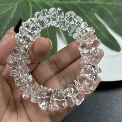 约15mm天然不规则隔片净体白水晶手串女手链表面有微瑕介意慎拍哦