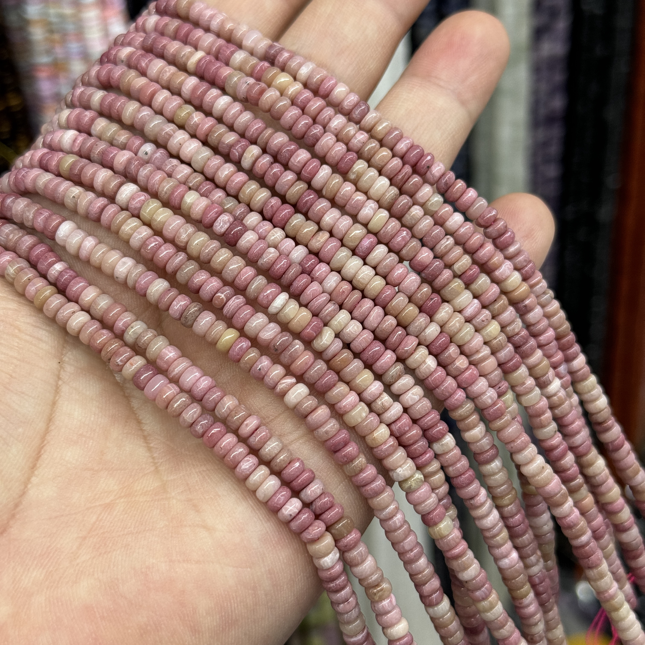 2*4mm红木纹石算盘珠隔珠隔片散珠Diy手链项链耳坠配饰半成品配珠