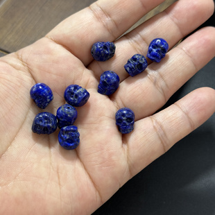 纯天然青金石骷髅头配饰尸陀林配珠阿呆隔珠8*10mm手链串珠