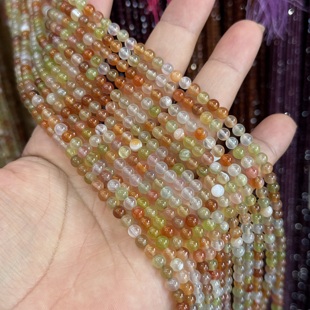 新品-3/4mm糖果色緋红玛瑙圆珠散珠半成品Diy项链手链配珠