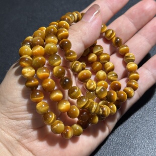 新货头-约7mm天然金黄虎单圈手链女饰品手链配珠隔珠