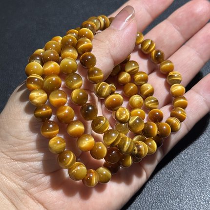 新货头-约7mm天然金黄虎单圈手链女饰品手链配珠隔珠