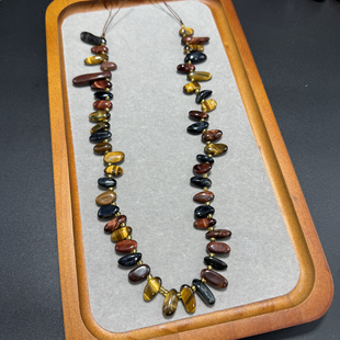 约12 DIY毛衣链 16mm天然石彩虎不规则小尖牙散珠半成品巴洛克风格