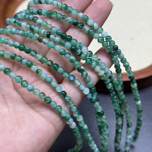 4mm巴西天然石条纹缠丝绿玛瑙圆珠散珠半成品DIY项链手链配珠