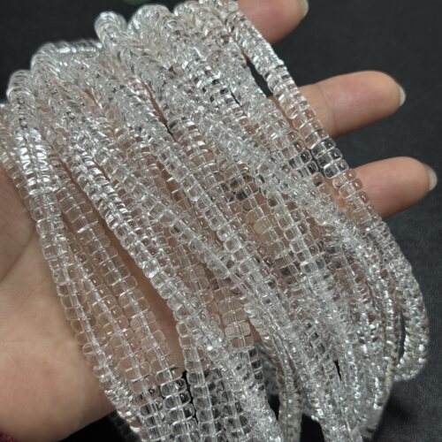 6*3mm天然AA品质透亮白水晶隔片药片珠散珠半成品Diy项链手链配珠