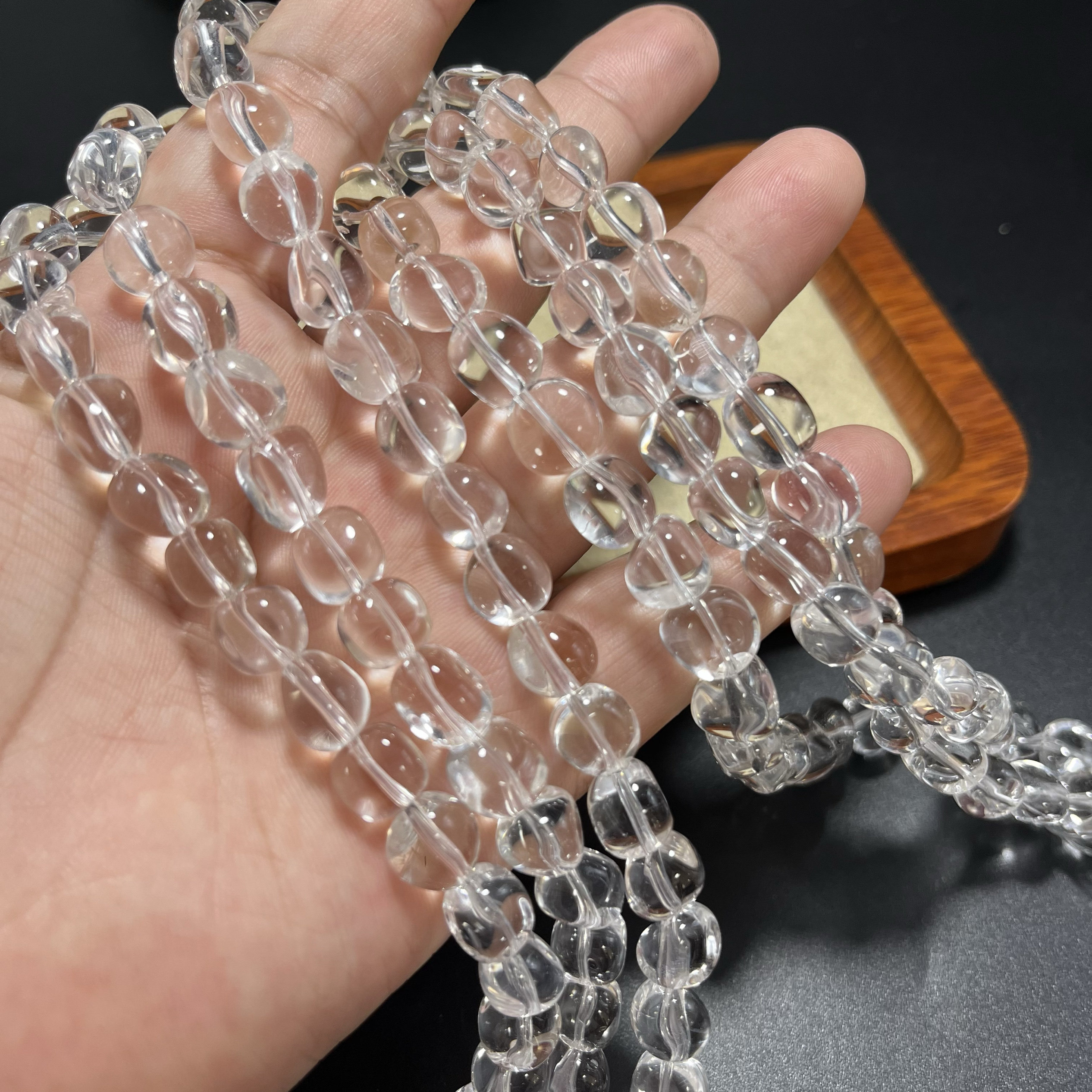 A级纯天然白水晶不规则圆糖豆约9mm白干净半成品diy项链手链配珠