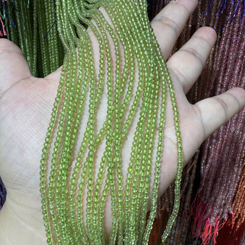 绿色橄榄晶极细小圆珠DIY项链