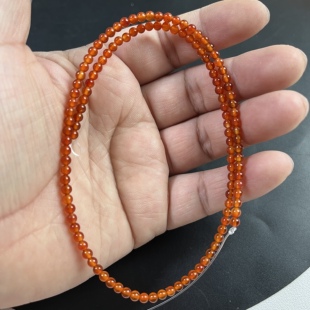 3mm橘色红玛瑙小圆珠散珠Diy手工串珠半成品隔珠配件手链锁骨链