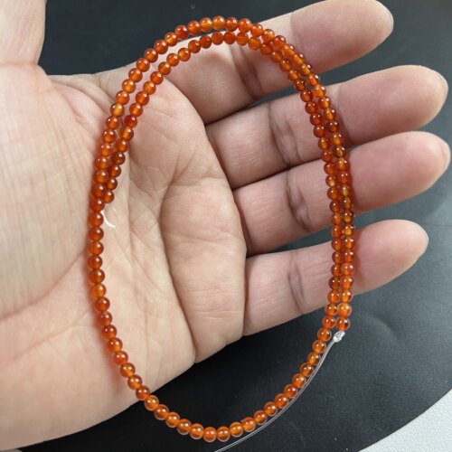 3mm橘色红玛瑙小圆珠散珠Diy手工串珠半成品隔珠配件手链锁骨链