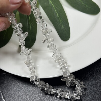 天然白水晶碎石约8mm半成品散珠DIY项链手链配珠38cm