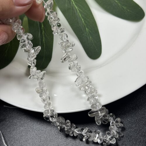 天然白水晶碎石约8mm半成品散珠DIY项链手链配珠38cm
