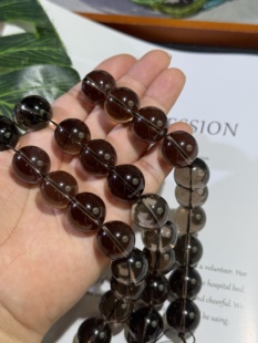 稀有尺寸-18mm天然茶晶圆珠散珠半成品Diy手链饰品配珠吊坠