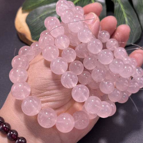 新品淡淡的肉粉色天然西柚粉水晶女单圈手链手串粉糯果冻粉品质好