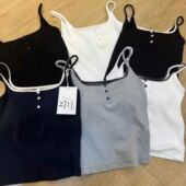 2025春夏新款 美背撞色纽扣固定一体杯防走光美背吊带背心内搭潮