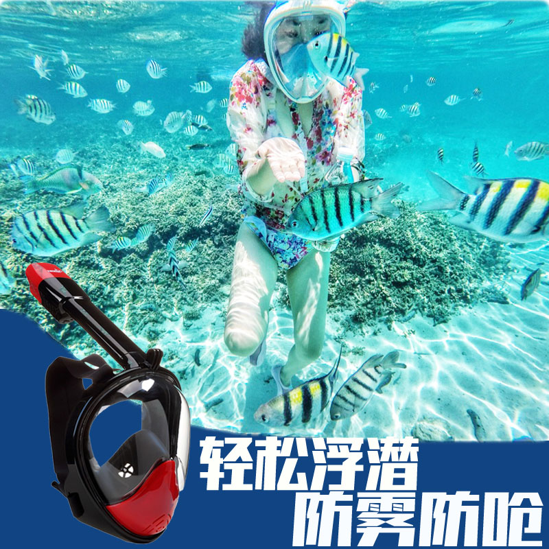 潜水面罩浮潜三宝防呛水专业儿童成人全干式近视全面镜游泳装备