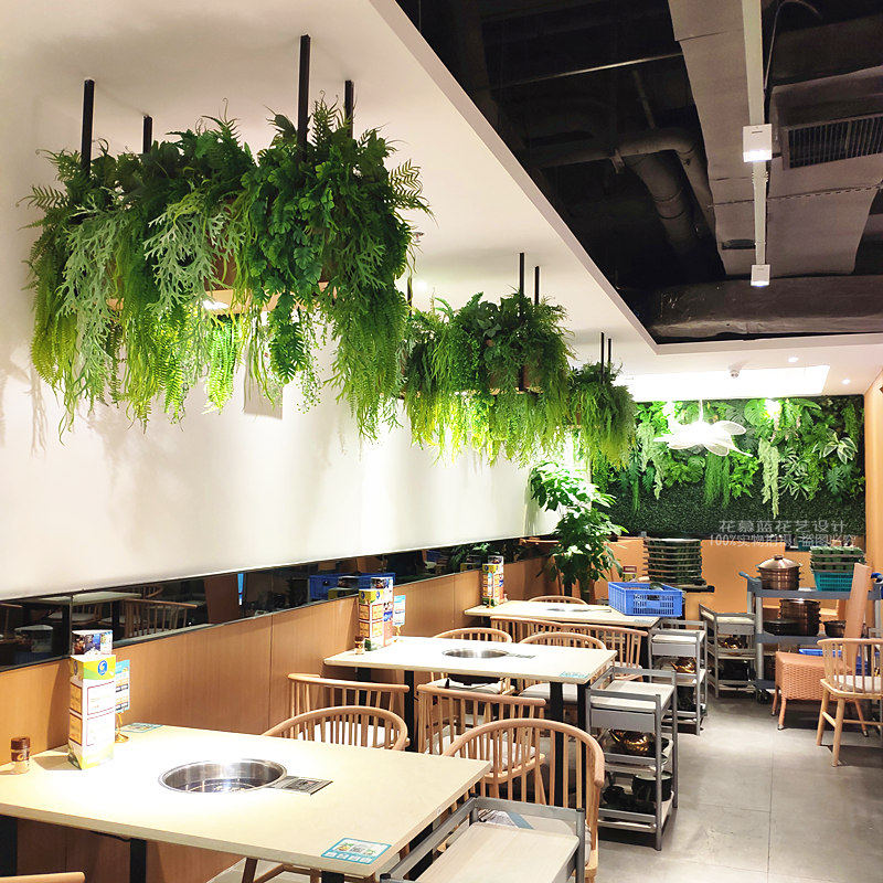 仿真绿植物装饰餐厅天花垂吊藤蔓