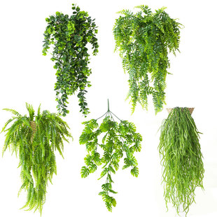 多款植物藤条仿真花藤蔓绿植壁挂餐厅家居垂吊顶墙壁装饰挂篮批发
