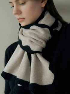 秋冬季 Cashmere软糯山羊绒围巾加厚保暖拼色百搭针织围脖男女通用