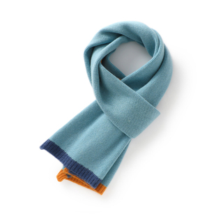 2025秋冬新款山羊绒围巾女短款拼色百搭韩版护颈针织围脖男女通用