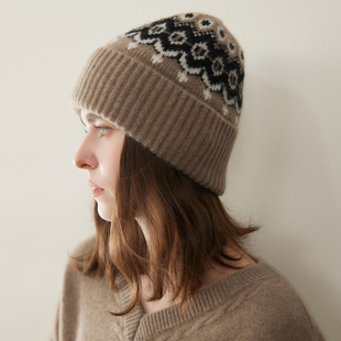 「英国费尔岛」100%山羊绒Cashmere慵懒复古保暖帽子情侣针织帽冬