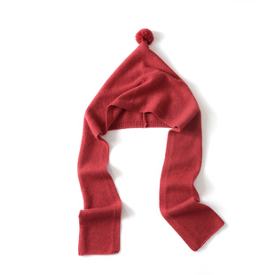 时髦超有范 保暖秋冬天 cashmere山羊绒帽子精灵围巾一体女款